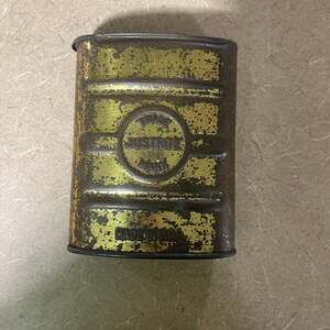 Antique Justrite Brand Carbide Tin Slide Top Coal Miner's Mining Pocket Can Box